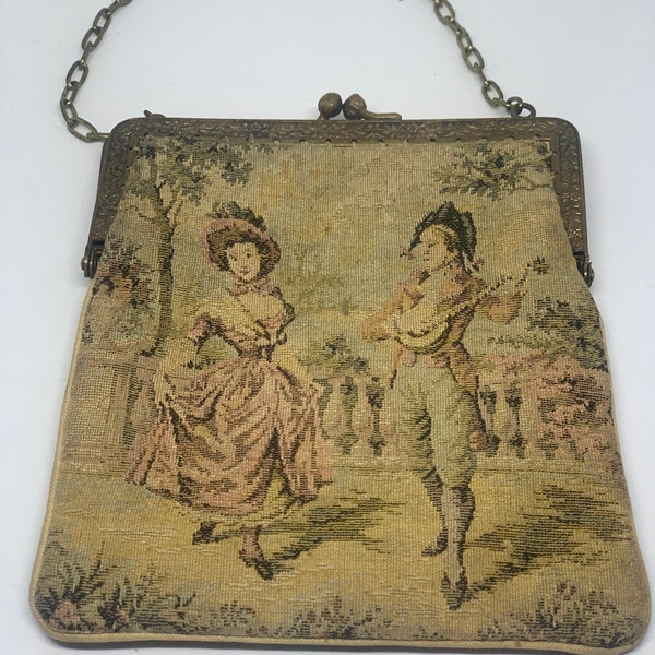 Bolso de tapiz francés antiguo