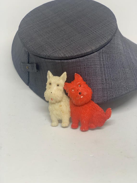 vintage Czech articulated dog celluloid pin brooch