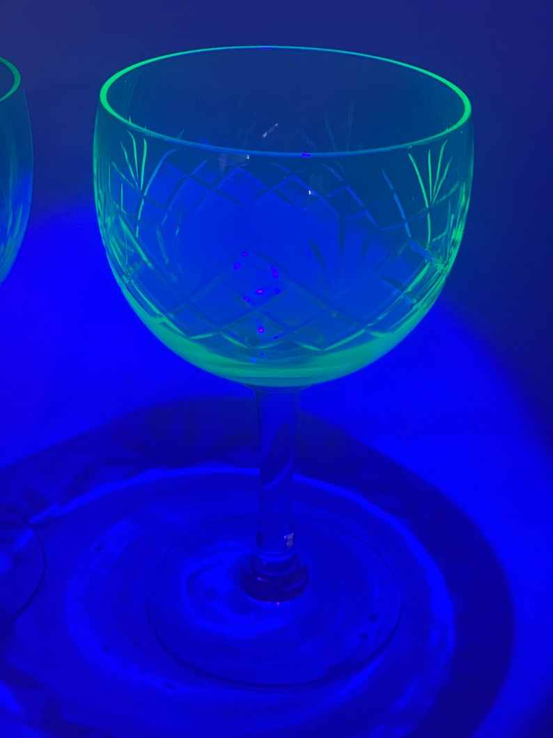 Pair of Uranium Glass Drinking Glasses - Etsy