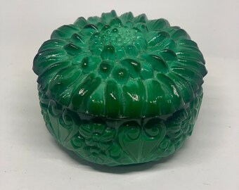 art deco Czech bohemian malachite glass jewelry box