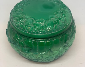 art deco bohemian Czech malachite glass jewelry box