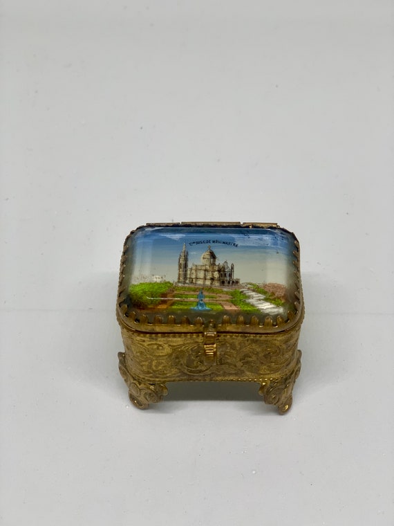 Antique Small French ormolu souvenir jewelry box - image 1