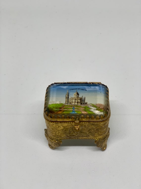 Antique Small French ormolu souvenir jewelry box - image 2