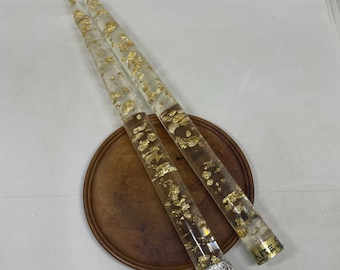 Para zabytkowych świec MCM Lucite Golden Fleck