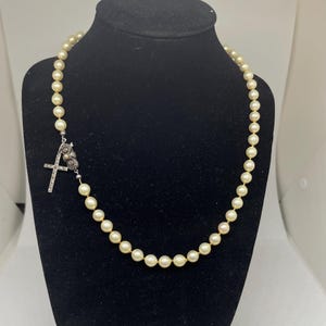 1930’s faux pearl marcasite and silver necklace