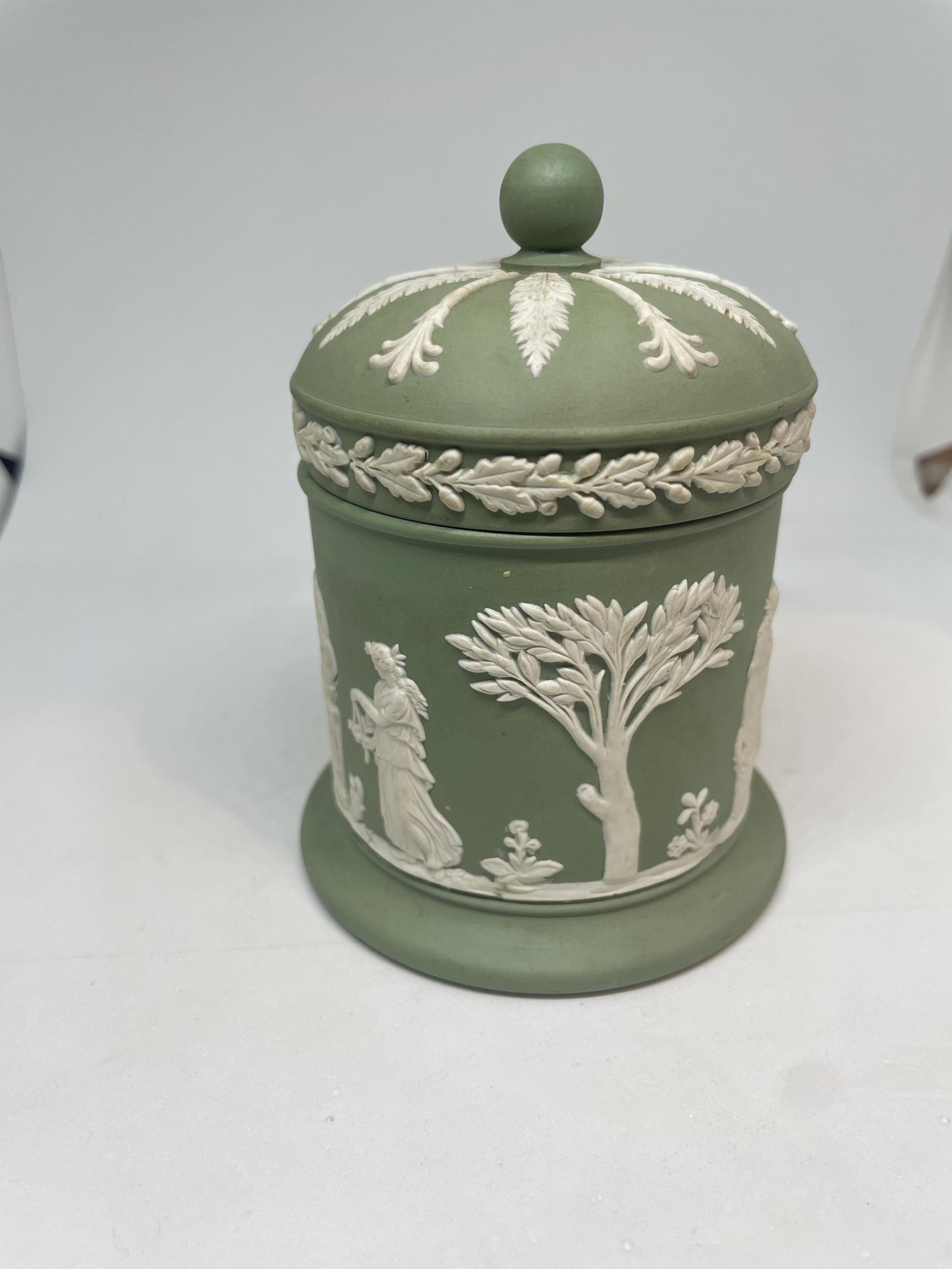 Vintage Wedgwood Jasper Ware Sage Green Lidded Pot Tobacco Jar - Etsy