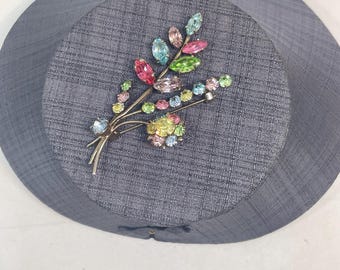 BROCHE vintage SAPIN DE NOËL Christmas Tree doré strass multicolore 5