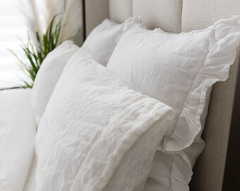 Organic Linen Pillowcase Set: Queen Size, Stone Washed Flax