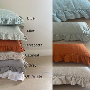 Ruffled Linen Euro Sham: Organic Flax Pillow Cover (26x26)