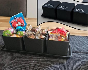Snack bowl set in keyboard design: CTRL, ALT, DEL