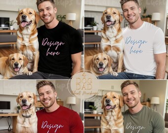Dog Dad T-Shirt Mockups: Bella Canvas 3001, Puppy Dogs (Digital Download)