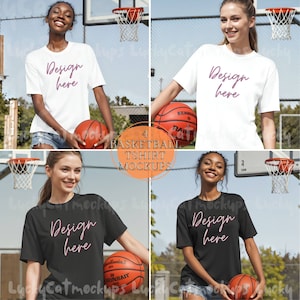 Basketball T-Shirt Mockup Bundle: White & Black Female Team Tee (Digital Download)