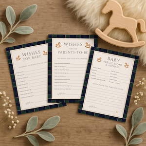 Tarjeta de predicciones y consejos para bebés a cuadros, caballo balancín, deseos para bebés, imprimible, a cuadros, verde azulado, recuerdo, nota para futuros padres LP0125