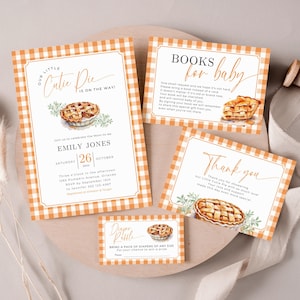 Cutie Pie On The Way Baby Shower Einladungsset Herbst Baby Shower Druckbare Einladung Herbst Bücher für Baby Windel Verlosung Geschlechtsneutral LP0016