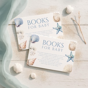 Sea You Soon Books for Baby Card Coastal Printable Book Request Insert Beach Seashell Baby First Library Gender Neutral LP0112