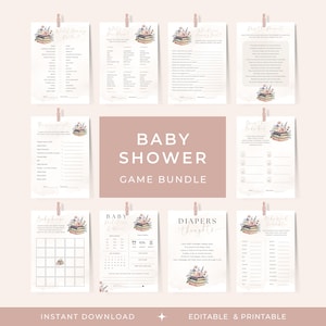 Un nuovo capitolo inizia con un gioco per baby shower, pacchetto stampabile con libro di fiabe vintage, libro floreale, modello di attività modificabile LP0097