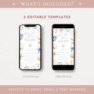 Sea You Soon Baby Shower Evite Beach Seashell Mobile Invite Coastal Digital Invitation LP0112 image 3