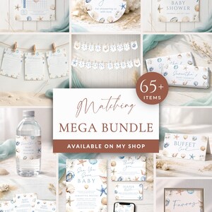 Sea You Soon Baby Shower Evite Beach Seashell Mobile Invite Coastal Digital Invitation LP0112 image 2