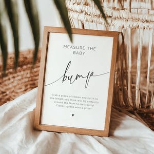 Meet Baby Buik Douche Tafel Teken Kaart Sjabloon Bewerkbaar Elegant Modern Mama's Buik Printbaar Minimalistisch Feestdecoratie Zwart Wit LP0111