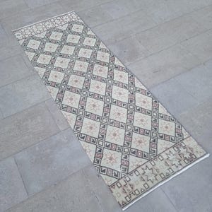 2x6 Runner, Vintage, Soft, Area, Pastel Rug, 2x6 Oushak, SmallRug, Kitchen Rug, 2x5 Turkish, Faded, Woven Rug Handmade Wool Rug 1.11x5.9 ft