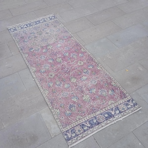 2x6 Runner, Vintage, Soft, Area, Pastel Rug, 2x6 Oushak, SmallRug, Kitchen Rug, 2x5 Turkish, Faded, Woven Rug Handmade Wool Rug 2.5x6.2 ft