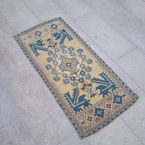 2x4 Rug, Yellow Blue Brown mini rug, bahtroom entryway kitchen Bedroom Livingroom Kids outodoor rug, home decor,1.9x3.8 feet