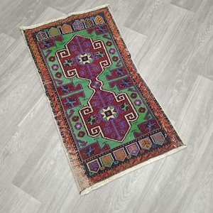 2x3 Oushak Rug,Vintage Small Rug,Turkish Rug,2x3 Small Rug,Turkish Bathroom Rug,2x3 Door Mat Rug,Handmade Rug,Anatolian Small rug,1.8x3.1 ft