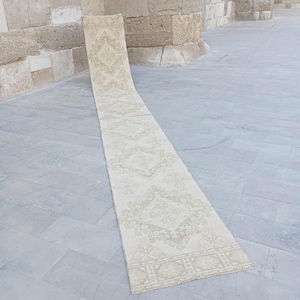 20 ft Extra long runner for hallway, Long runner Turkish 2x20,muted Runner 3x20 Oushak,20 Long runner vintage,Faded Heriz runner rug neutral