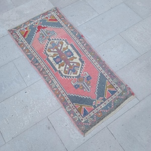 2x4 Doormat Rug, Turkish Rug, Small Area Rug, Vintage Rug, Handmade Rug, Oushak Rug, Home Decor Rug, Neutral Rug, Bathroom Rug, 1.8x3.8 feet