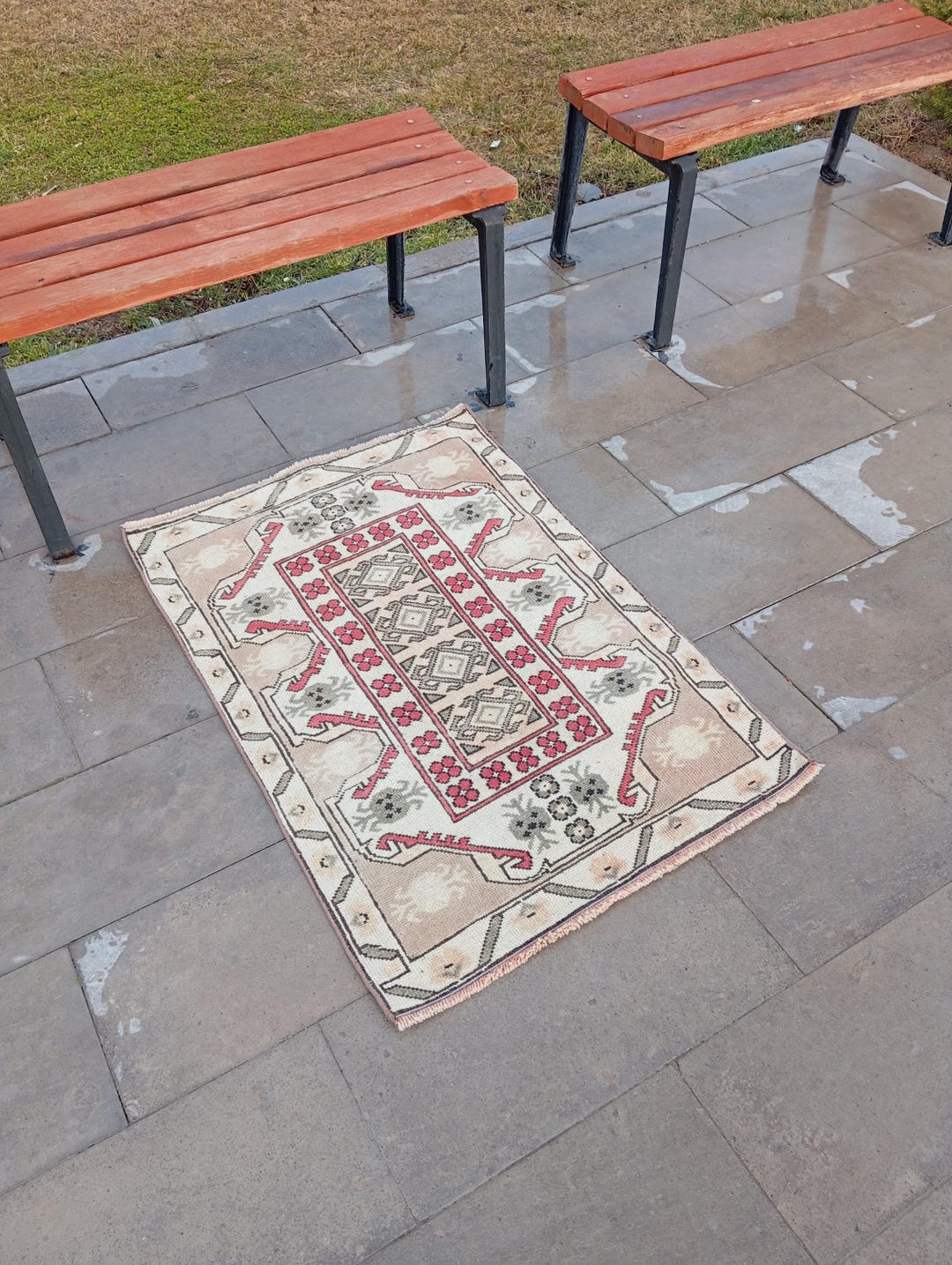 3x4 Rug, 3x4 Red Brown Rug, 3x4 Vintage Rug, Small Rug, Mini Rug ...