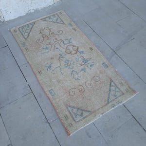 2x4 rug, Brown Beige green vintage Turkish rug, bahtroom entryway kitchen Bedroom Livingroom Kids doormat rugs.2x4 home decor,2.1x4.1 feet