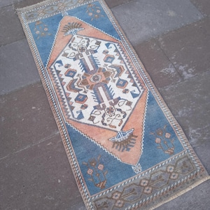 2x4,Oushak Rug,Vintage Rug,Blue Rug,Doormat Rug,Small Turkish Rug,Handmade Rug,Entrway Decor,Outdoor Rug,Mini Small Rug,Decor Rug,1.7x3.11 f