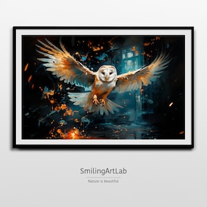 Barn Owl Image - Bird Of Prey Painting - Colorful Decor - Majestic Bird Art - Barn Owl Art - Charming Animal Portrait - Kids Room Decor