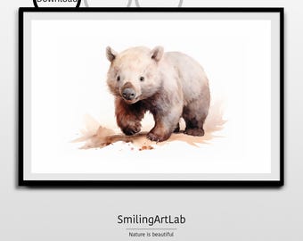Wombat Painting - Nursery Decor - Adorable Animal Painting - Watercolor Baby Animal - Baby Shower Gift - Australian Animal - Kids Room Decor