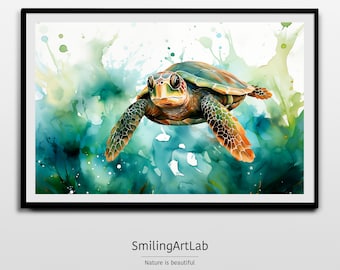 Turtle Image - Charming Watercolor Art Print - Australian Wildlife Decor - Nursery Art - Turtle Painting - Animal Lovers - Turtle Picture