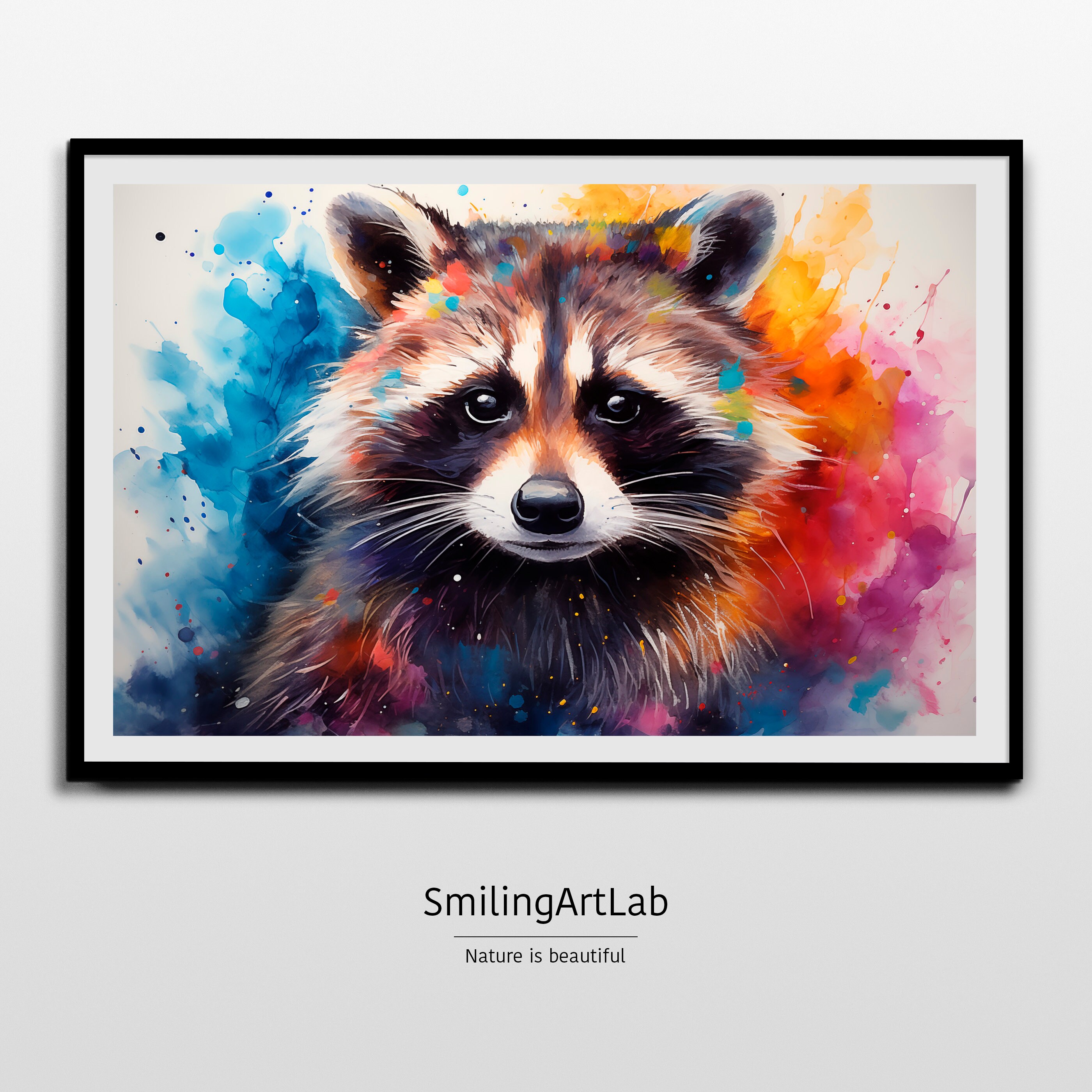 Racoon Image - Colorful Watercolor Racoon - Instant Download - Nursery ...