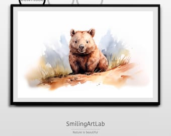Wombat Painting - Nursery Decor - Adorable Animal Painting - Watercolor Baby Animal - Baby Shower Gift - Australian Animal - Kids Room Decor