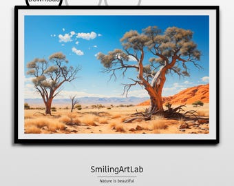 Australian Outback Painting - Australian Landscape Image in Oil Painting Style - Eucalyptus Trees - Australian Gum Trees Landscape