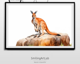 Kangaroo Painting - Nursery Decor - Animal Painting - Watercolor Animal - Baby Shower Gift - Australian Animal - Kids Room Decor