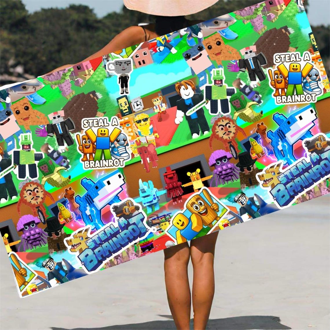 Brainrot Roblox Game Personalized Ultra Soft Comfortable Beach Towel or ...