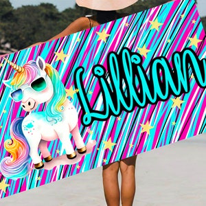 Unicorn cute and adorable personalized towel  - customized  with name