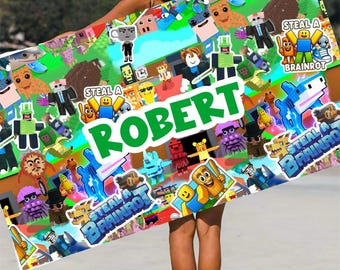 BrainRot Roblox Game Personalized Ultra Soft comfortable Beach towel or bath towel - customizable