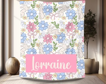 Bunny Rabbit Easter Blanket: Personalized Sherpa Throw