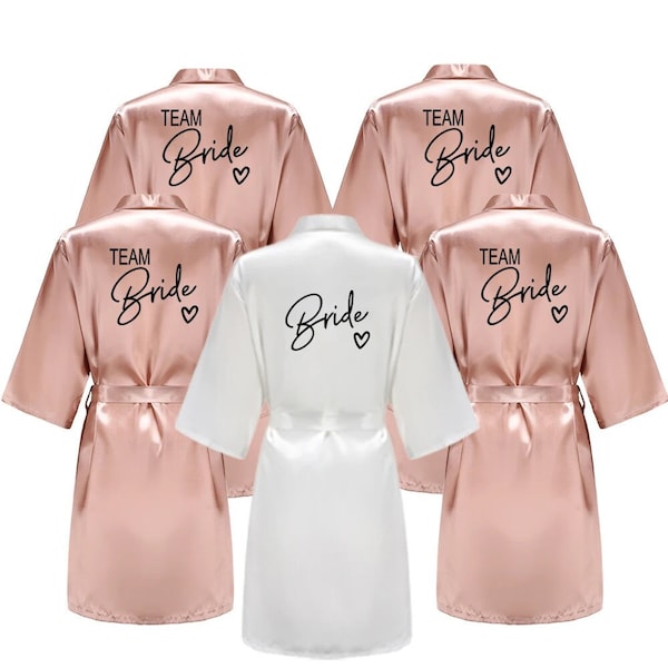 Satin Wedding Party Robe - Personalized Bride Kimono Pajamas