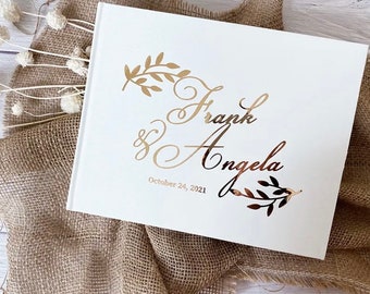 Libro degli ospiti bianco personalizzato per matrimonio, album fotografico elegante personalizzato e libro per autografi, libro dei messaggi per la cena pre-matrimonio, idee regalo di nozze