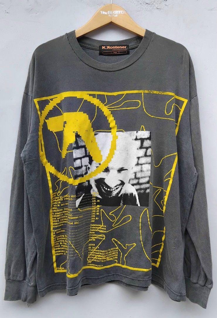 Vintage Boot Thrashed Aphex Twin Tee Sun Faded Avant Garde Grunge