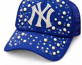 Bling Hat, Rhinestone & Pearl Bling Baseball Hat