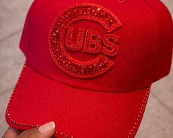 Purple Rhinestone Chicago Cubs Hat | Amethyst Luxe Bling Baseball Cap | Women’s Sparkly Game Day Hat | Luxury Fan Gear