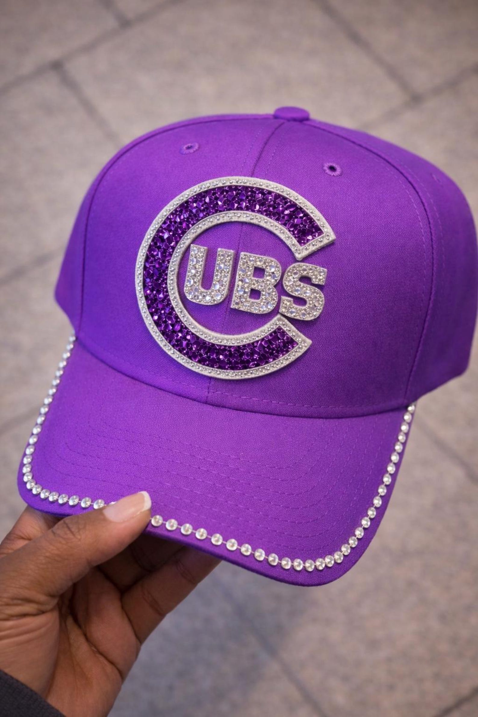Purple Rhinestone Chicago Cubs Hat | Amethyst Luxe Bling Baseball Cap ...