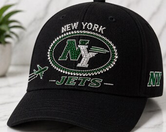 Jets Luxe Crest Premium Rhinestone Bling Baseball Hat